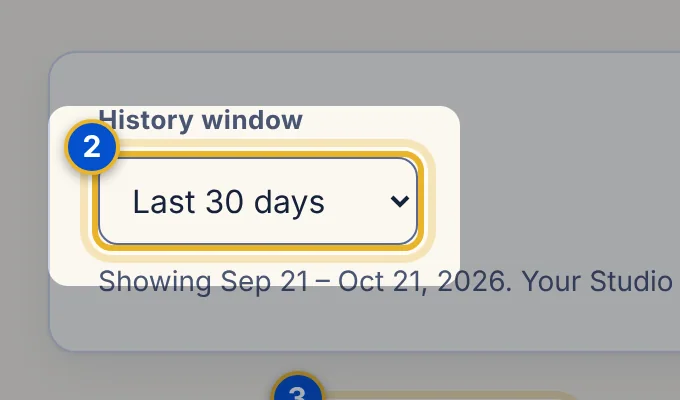 Close-up 2: History window. Choose how far back to look. See Change the history window.