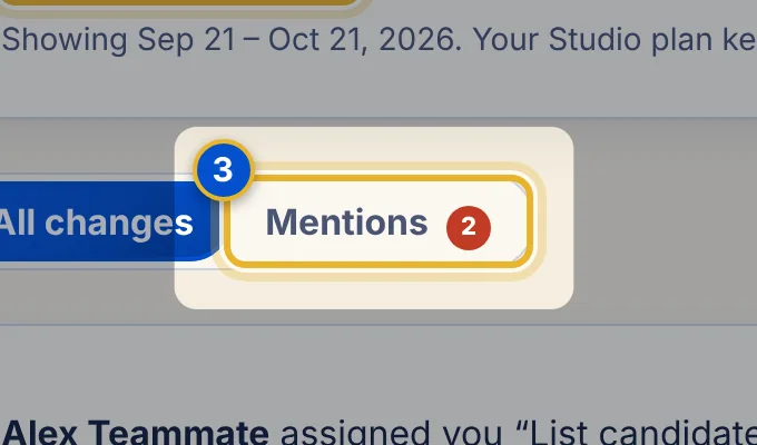 Close-up 3: Mentions. Only items that involve you. See Find where you were tagged.