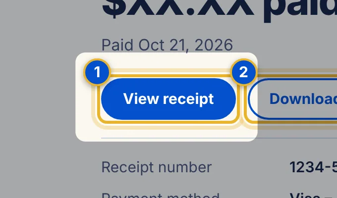 Close-up 1: View receipt. Opens your receipt in the browser.