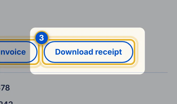 Close-up 3: Download receipt. Saves the receipt as a PDF.