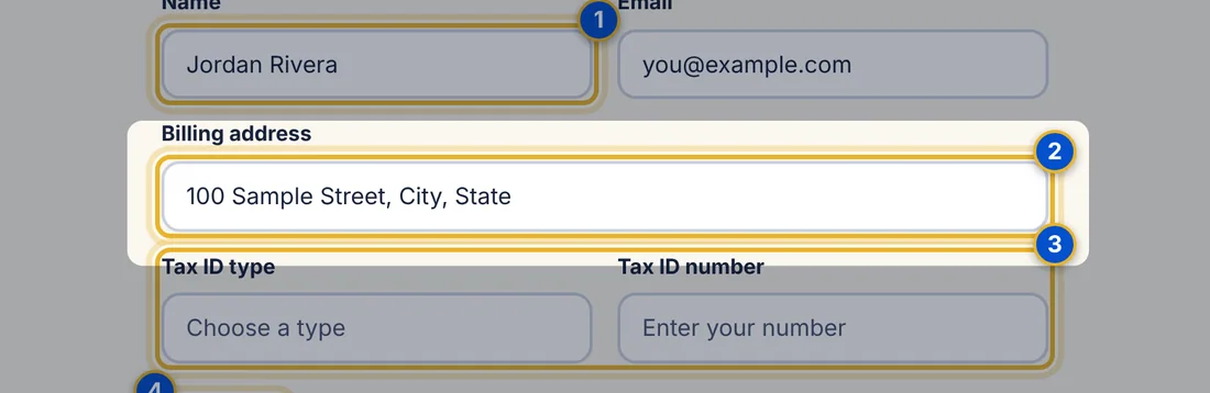 Close-up 2: Billing address.