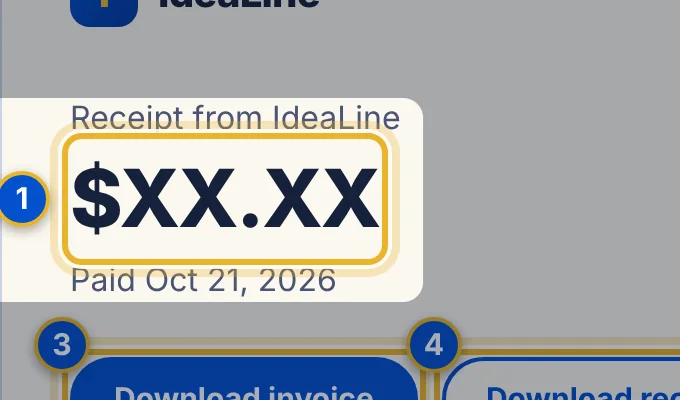 Close-up 1: Amount paid and the date.