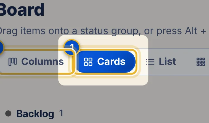 Close-up 1: Cards. The pressed button shows your current layout.