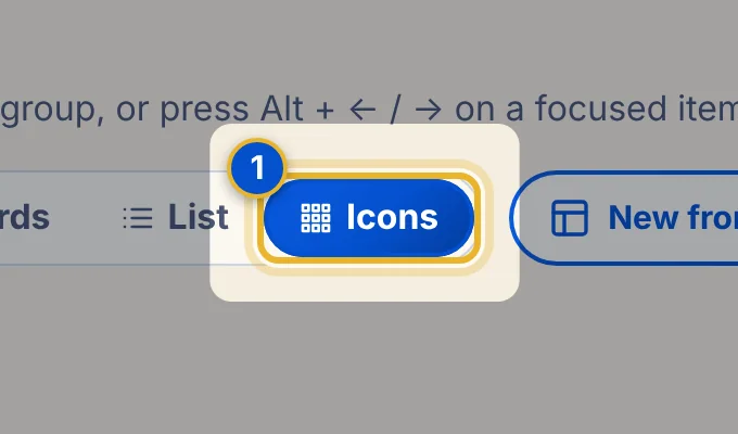 Close-up 1: Icons layout button, selected