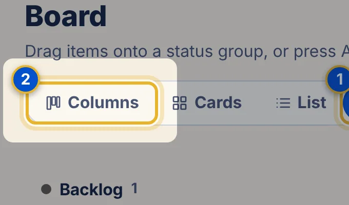Close-up 2: Columns layout button, to go back