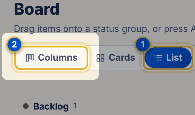 Close-up 2: Columns layout button, to go back