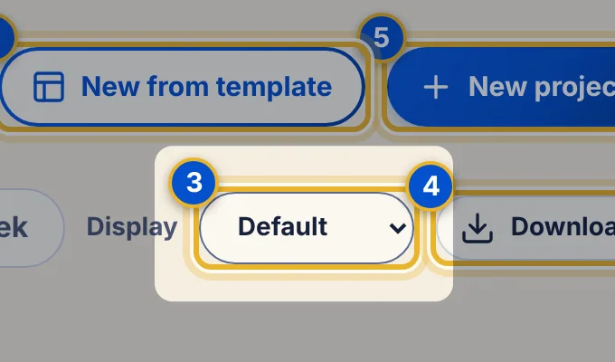 Close-up 3: Display. Choose how much each project shows: Concise, Default or Extended. See Choose Concise, Default or Extended event size.