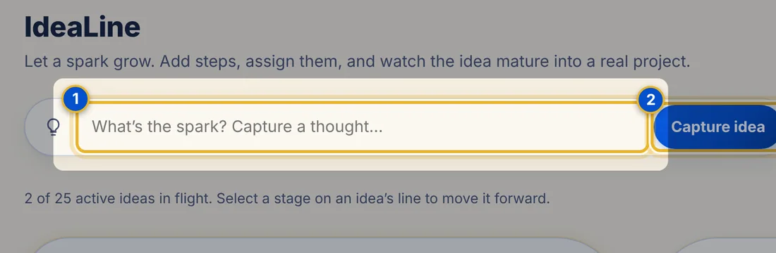 Close-up 1: Capture box. Type a thought. See Capture an idea.
