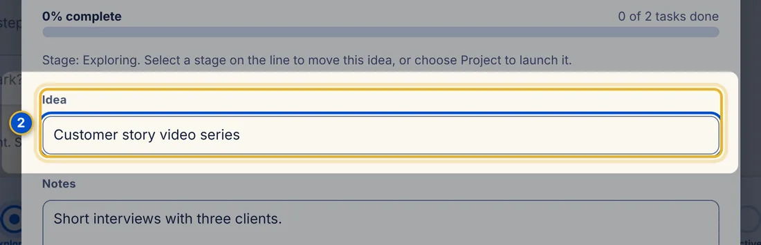 Close-up 2: Idea title box