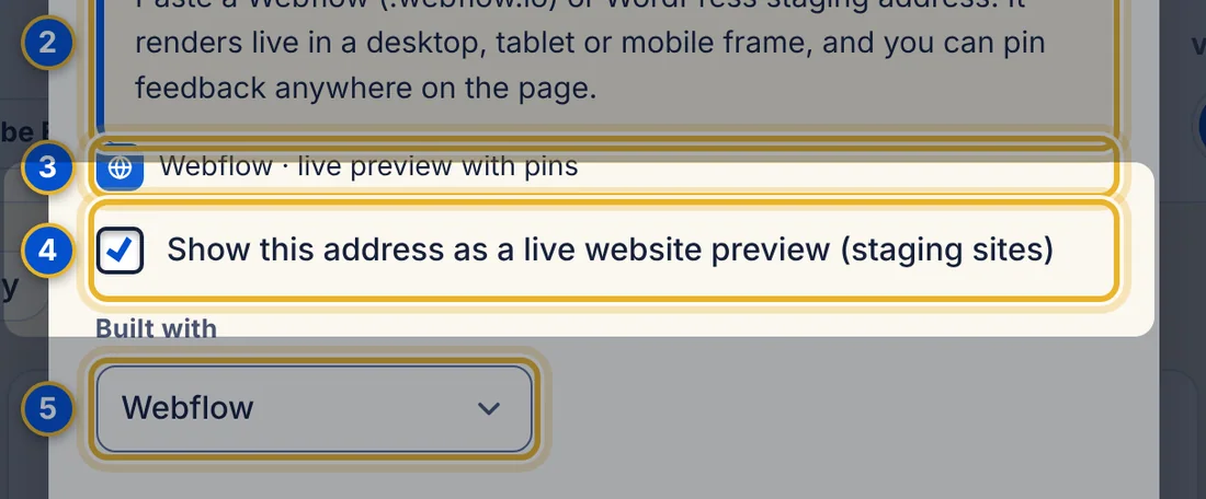 Close-up 4: Show this address as a live website preview. Appears for website addresses. It is ticked for you when the address looks like a staging site.