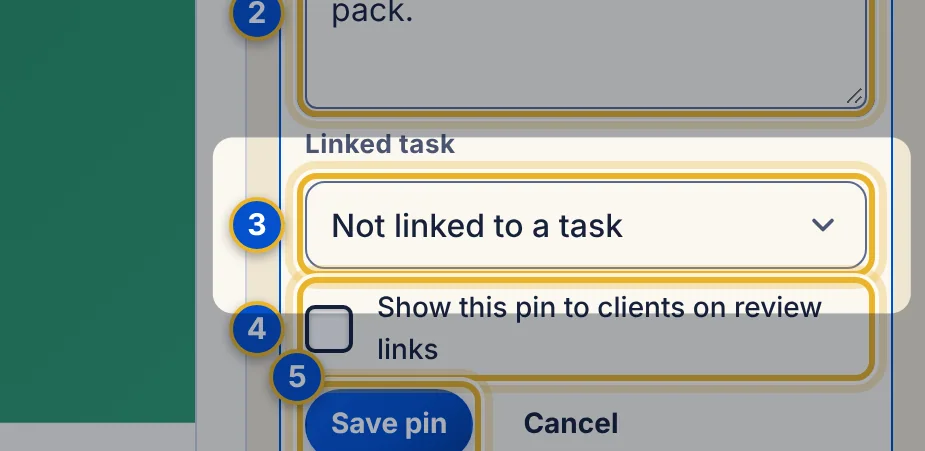 Close-up 3: Linked task. The whole project or one of its subtasks. Files attached to several projects list them all.