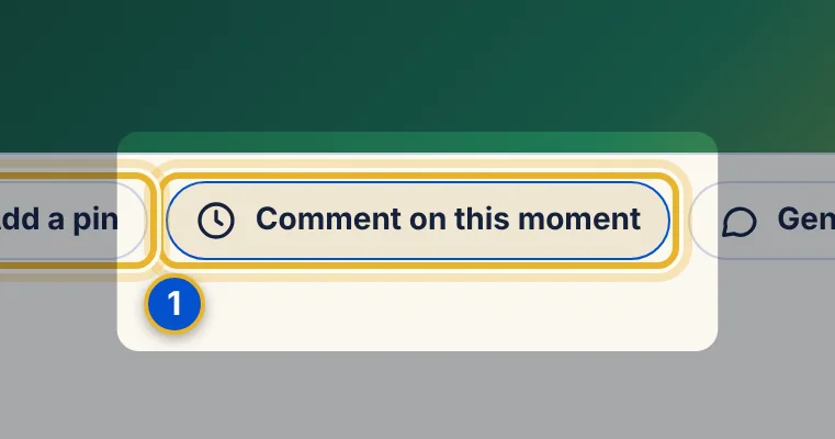 Close-up 1: Comment on this moment. Pauses the video and starts a comment at the current time.