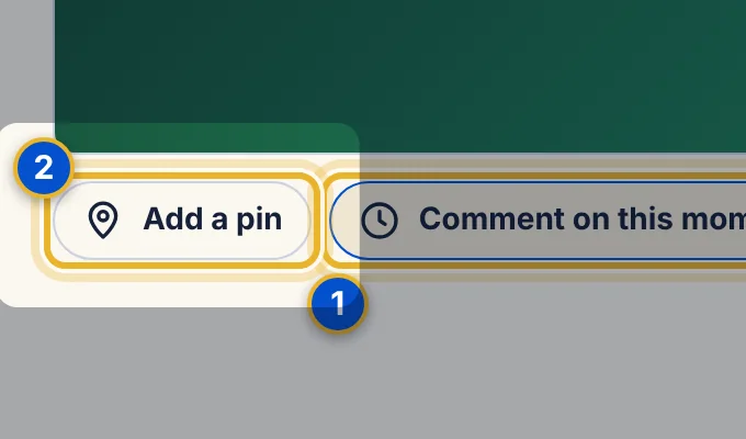 Close-up 2: Add a pin. Vimeo only: click a spot on the frame to pin it at the current time.