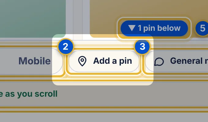 Close-up 2: Add a pin. Then click the spot that needs attention. See Add, link and resolve feedback pins.