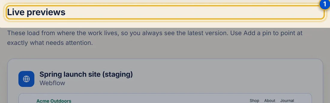 Close-up 1: Live previews. Each file the client can see, loaded from where it lives.