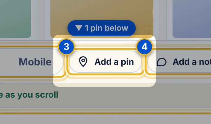 Close-up 3: Add a pin. The client clicks the spot, or uses the arrow keys and Enter.