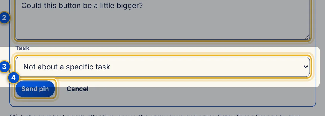Close-up 3: Task. Optional: which subtask the pin is about.