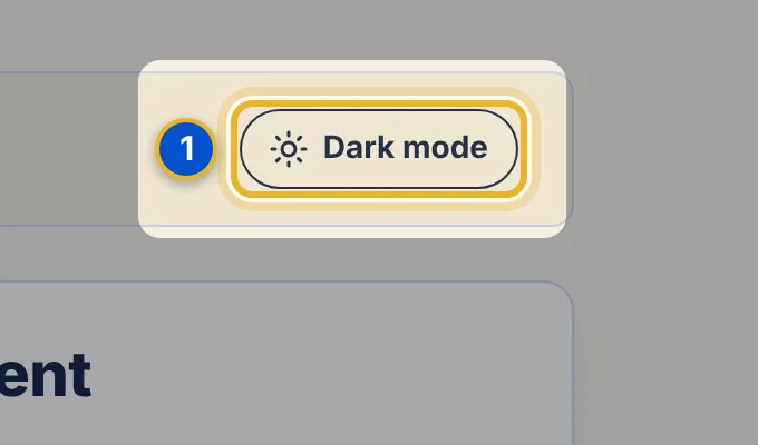 Close-up 1: Dark mode. Clients press it to switch. Their choice is kept in their own browser only, and IdeaLine never stores it.