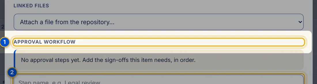 Close-up 1: Approval workflow section