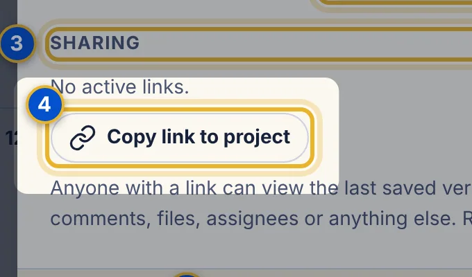 Close-up 4: Copy link to project button