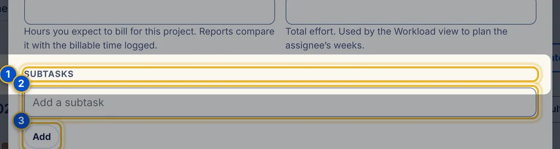 Close-up 1: Subtasks section