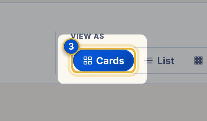 Close-up 3: View as. Cards, List or Icons. See Open, edit and organize repository files.