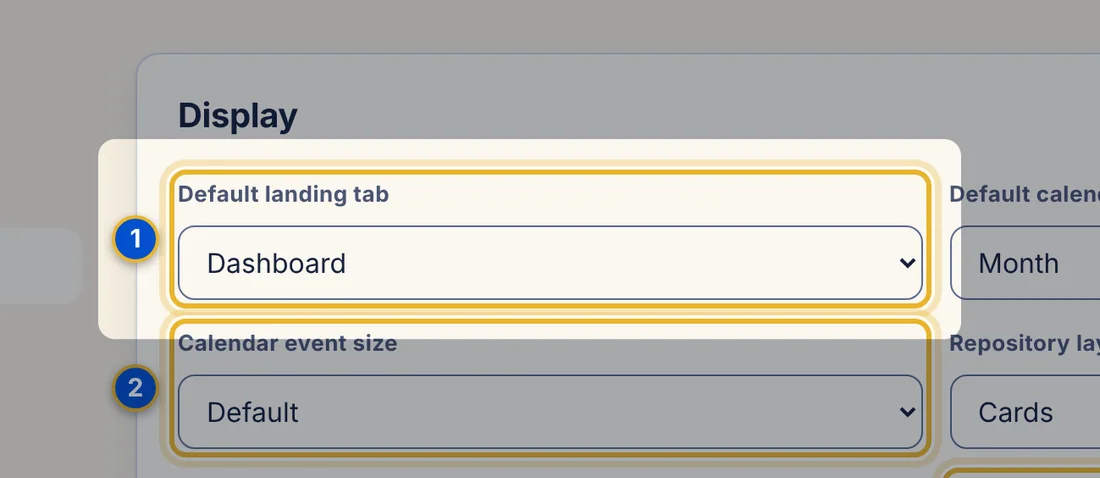 Close-up 1: Default landing tab list