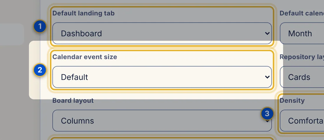 Close-up 2: Calendar event size list