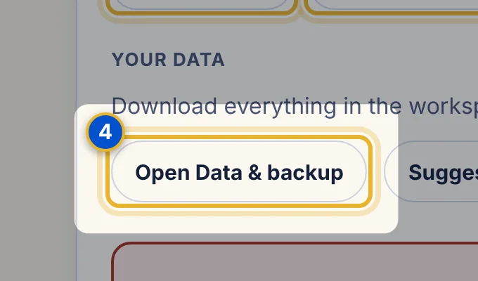 Close-up 4: Open Data & backup button