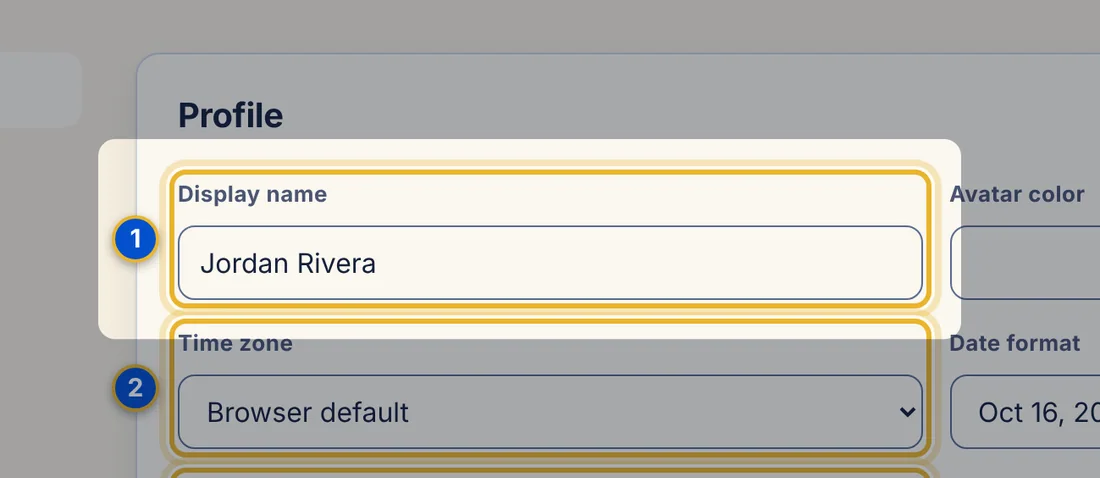 Close-up 1: Display name box