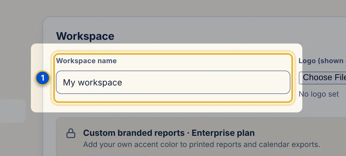 Close-up 1: Workspace name box