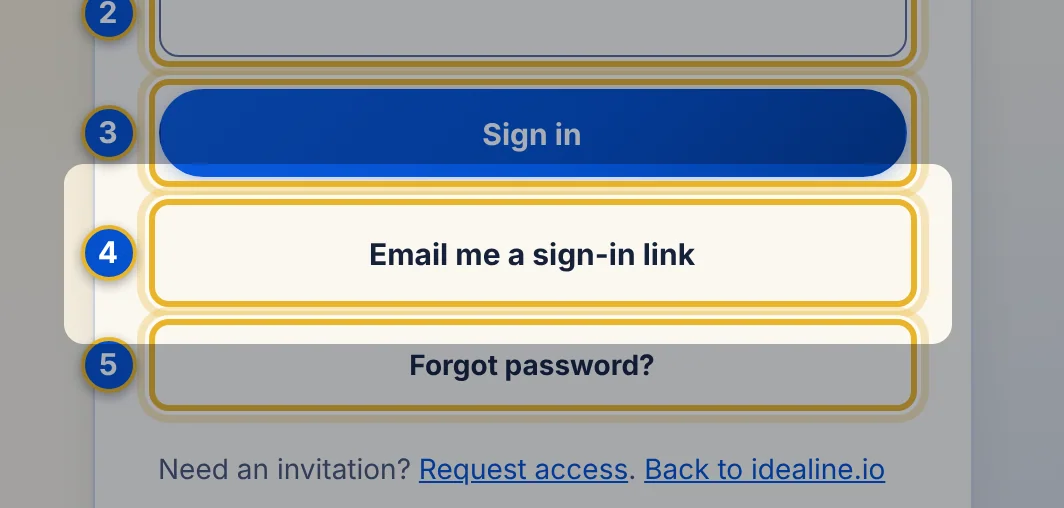 Close-up 4: Email me a sign-in link. Sends a one-time link instead of using your password. See Sign in with an emailed link.