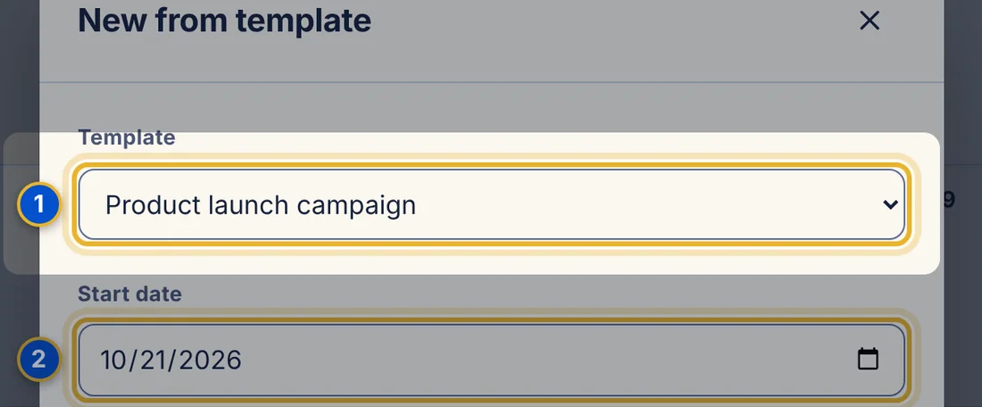 Close-up 1: Template list