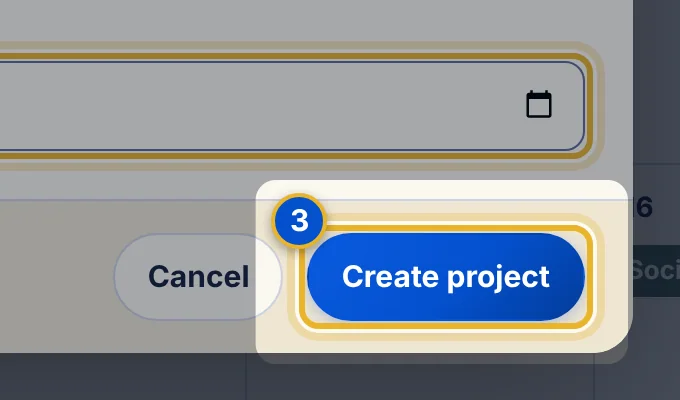Close-up 3: Create project button