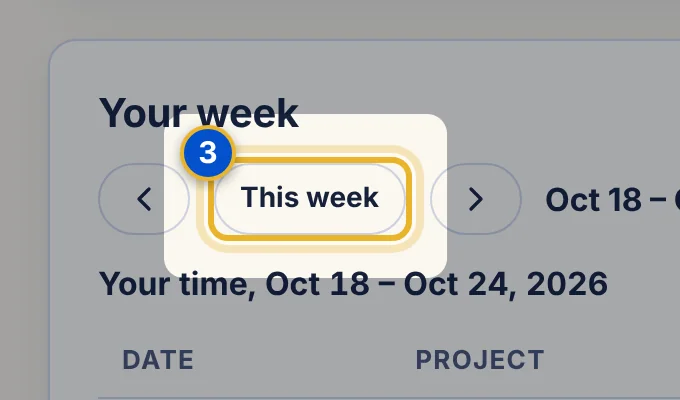 Close-up 3: This week. Move between weeks and see your entries. See Review your week.