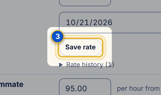 Close-up 3: Save rate button for a person