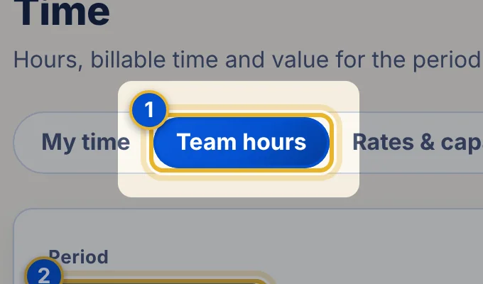 Close-up 1: Team hours sub-tab