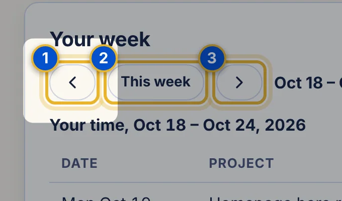 Close-up 1: Previous week arrow