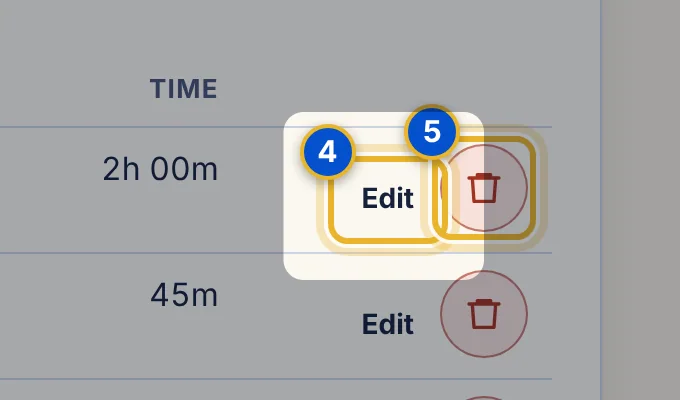 Close-up 4: Edit button on a row